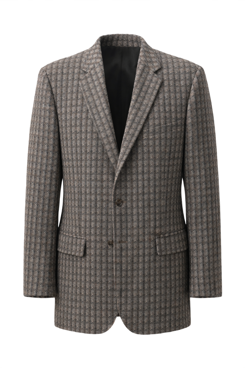 1980s Grey Brown Wool Blazer - Front View