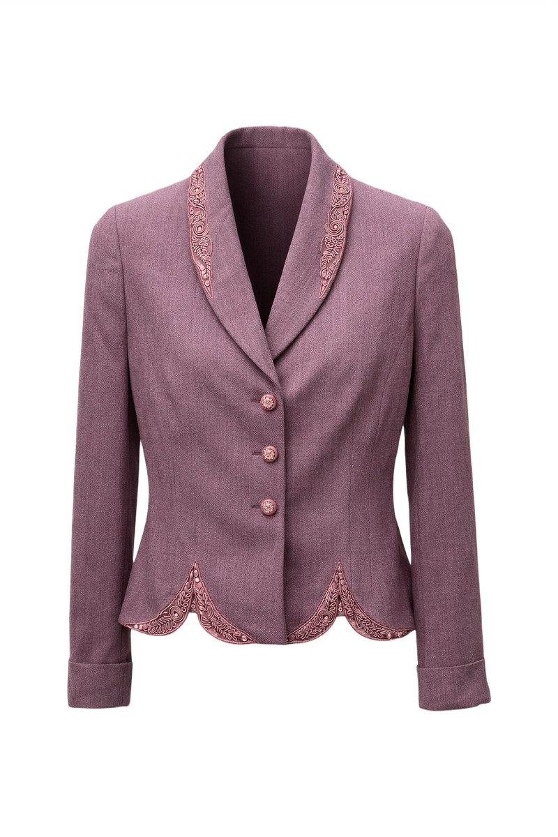 1940s Mauve Wool Jacket - Front View