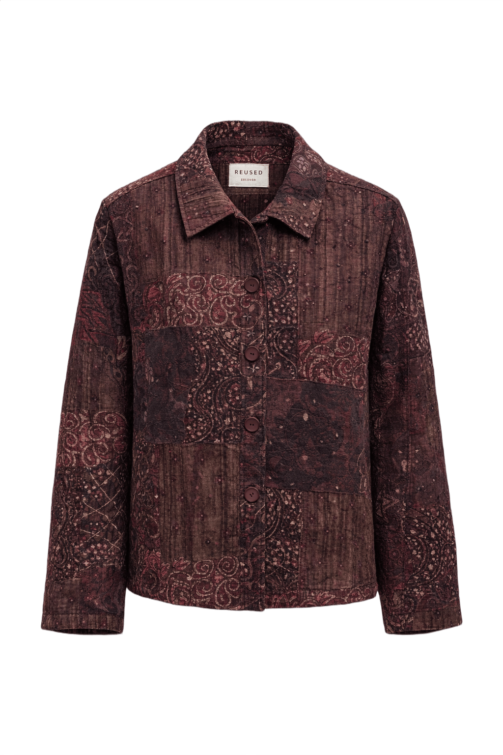 1970s Burgundy Cotton Jacket - Front View