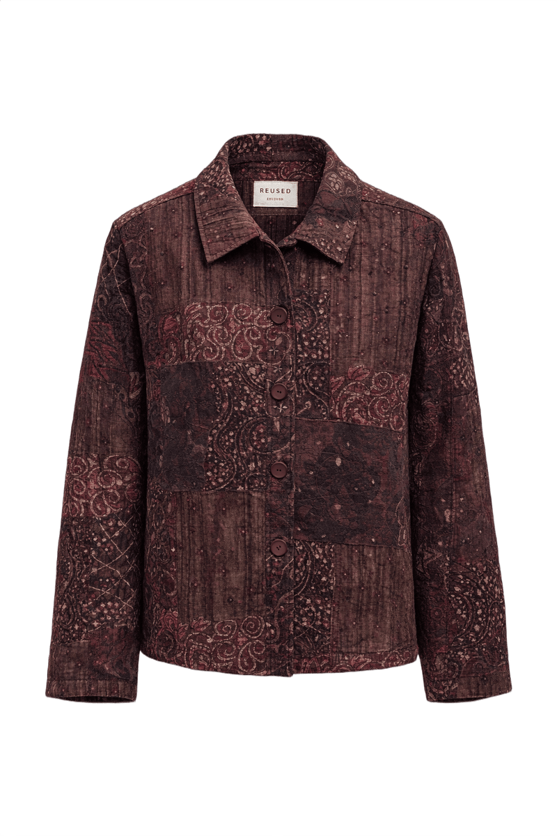 1970s Burgundy Cotton Jacket - Front View