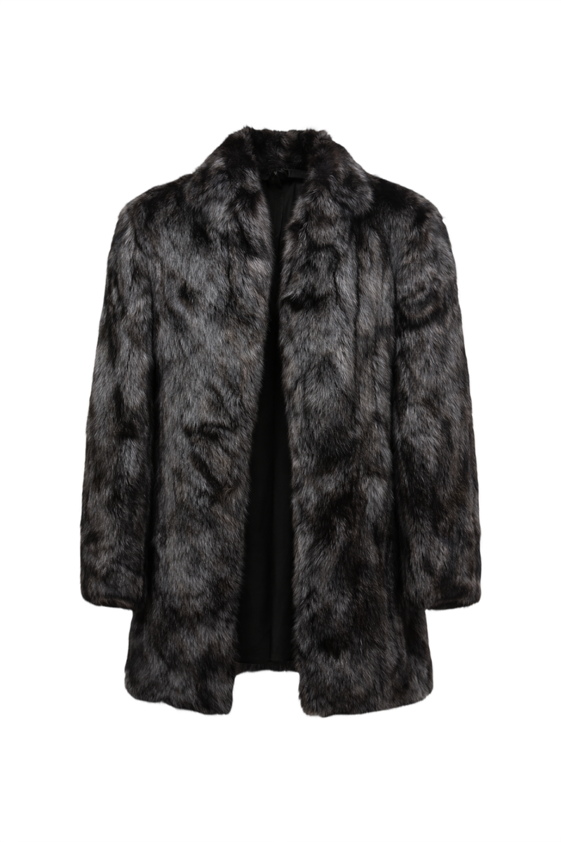 1980s Dark Grey Fur Coat - Front View