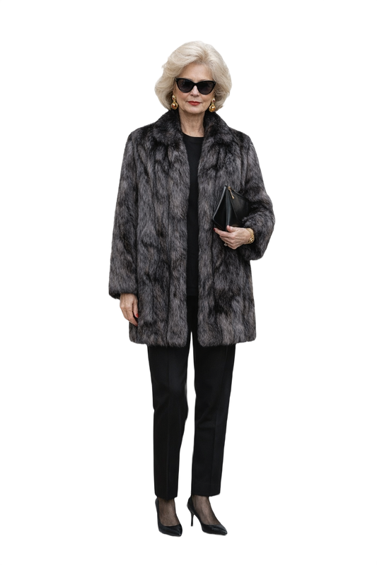 1980s Dark Grey Fur Coat - Model