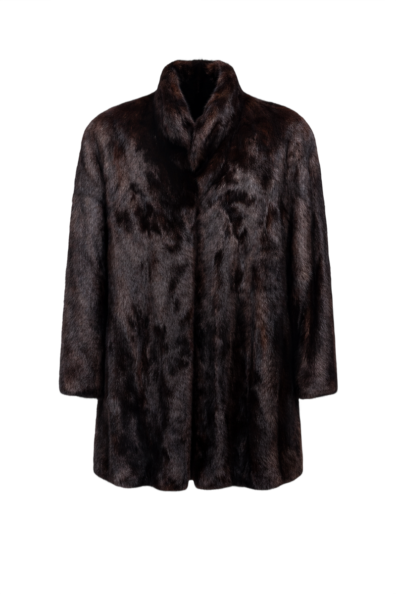 1980s Dark Brown Mink Fur Coat - Front View