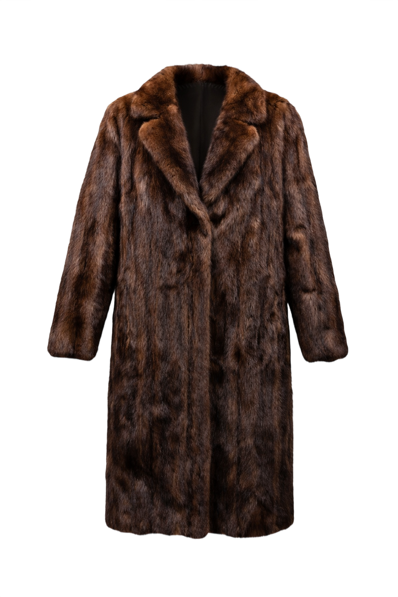 1980s Brown Mink Fur Coat - Front View