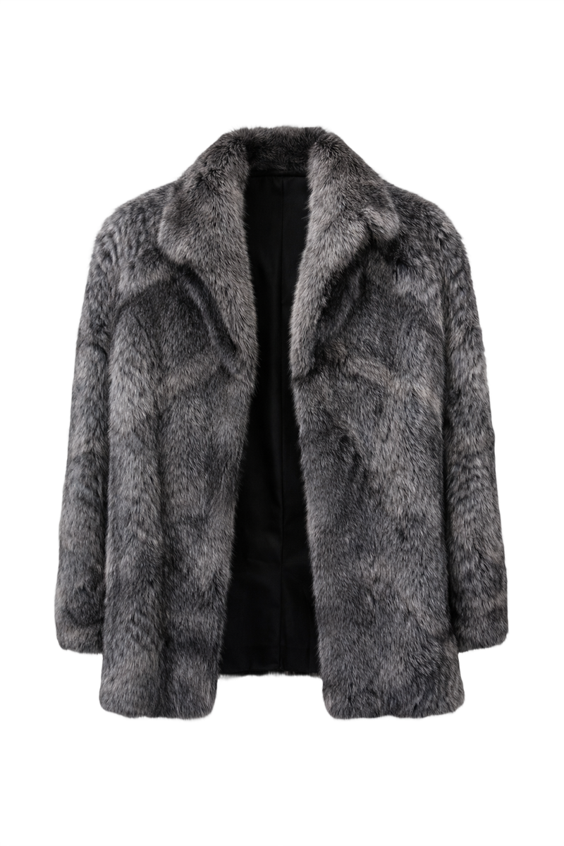 1980s Gray Fur Coat - Front View
