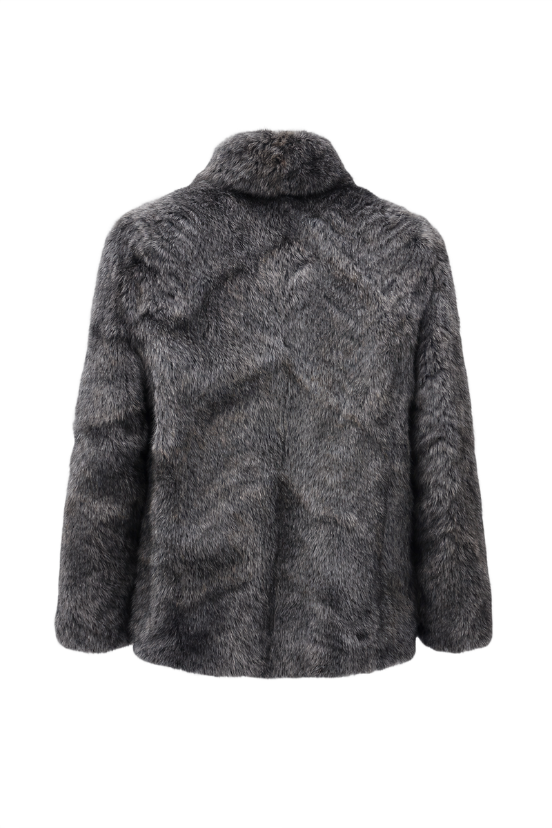1980s Gray Fur Coat - Back View