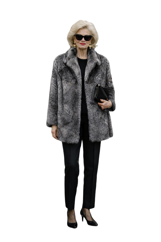 1980s Gray Fur Coat - Model