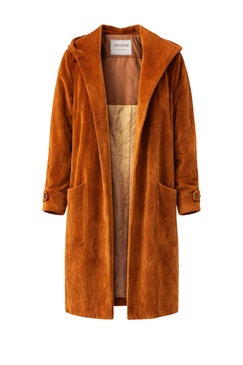 1930s Rust Orange Velvet Coat - Front View