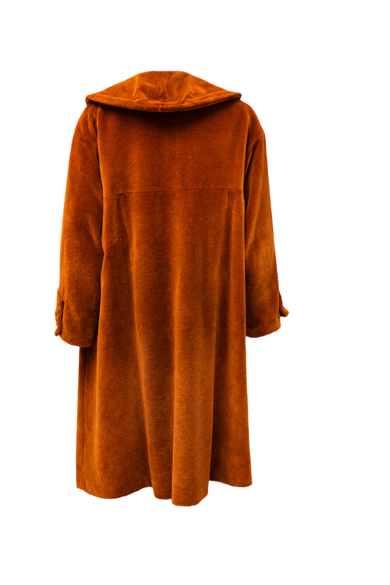 1930s Rust Orange Velvet Coat - Back View