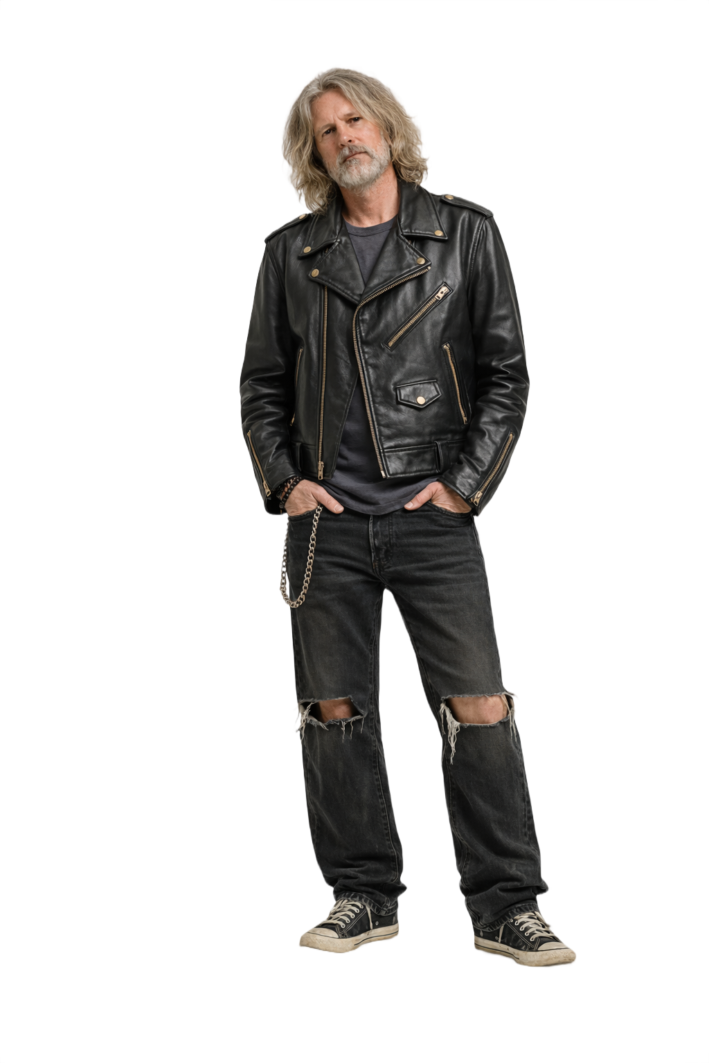 1990s Black Leather Biker Jacket - Model