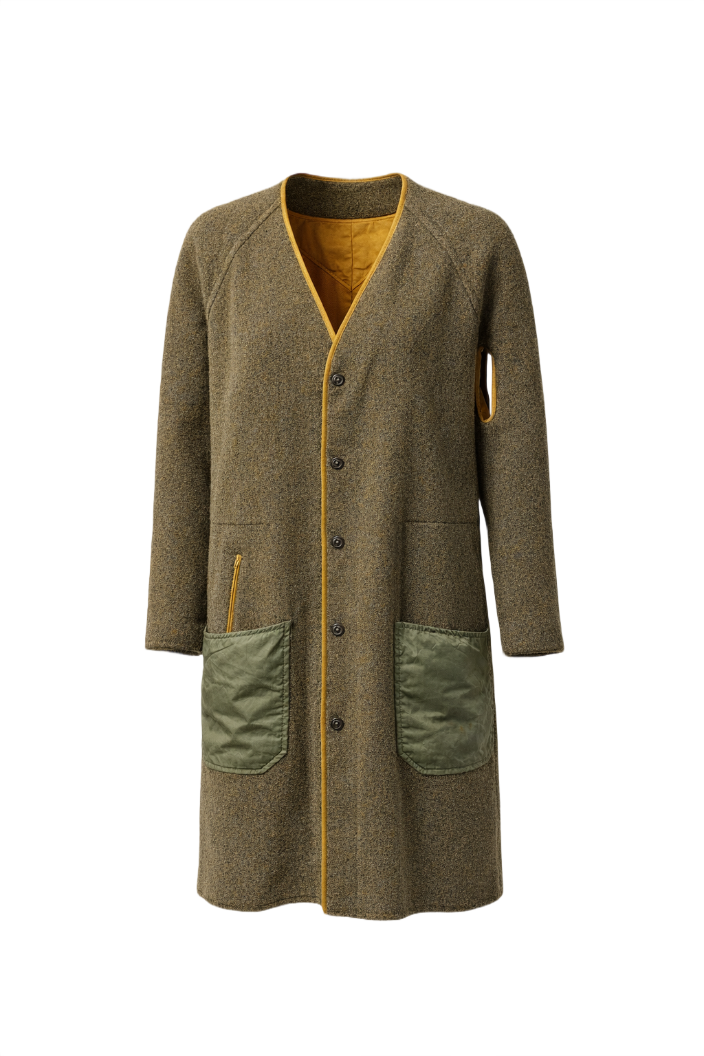 1940s Olive Green Wool Blend Coat - Front View