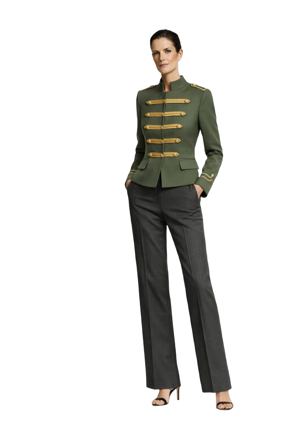 1990s Olive Green Wool Jacket - Model