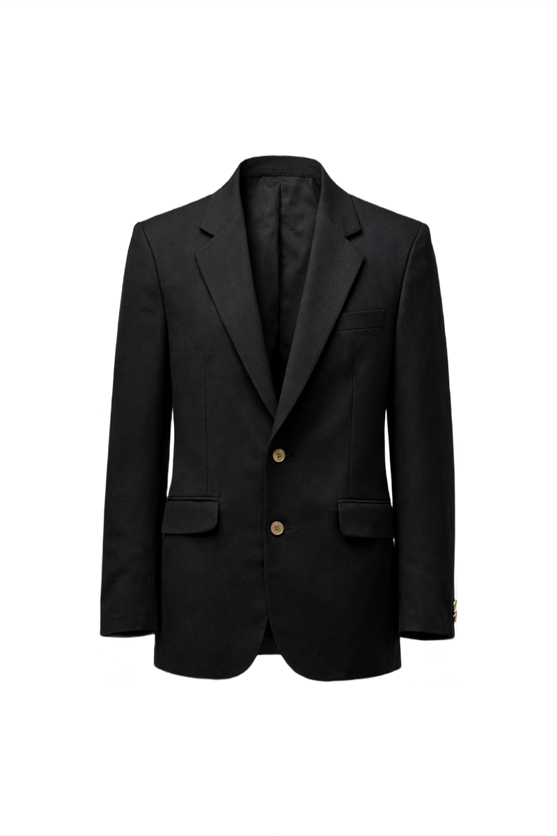 1980s Black Wool Blazer - Front View