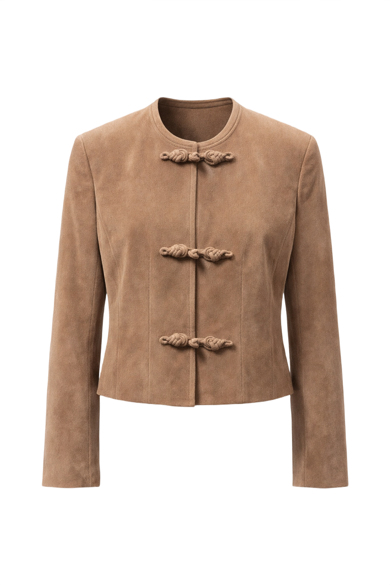 1990s Camel Suede Jacket - Front View