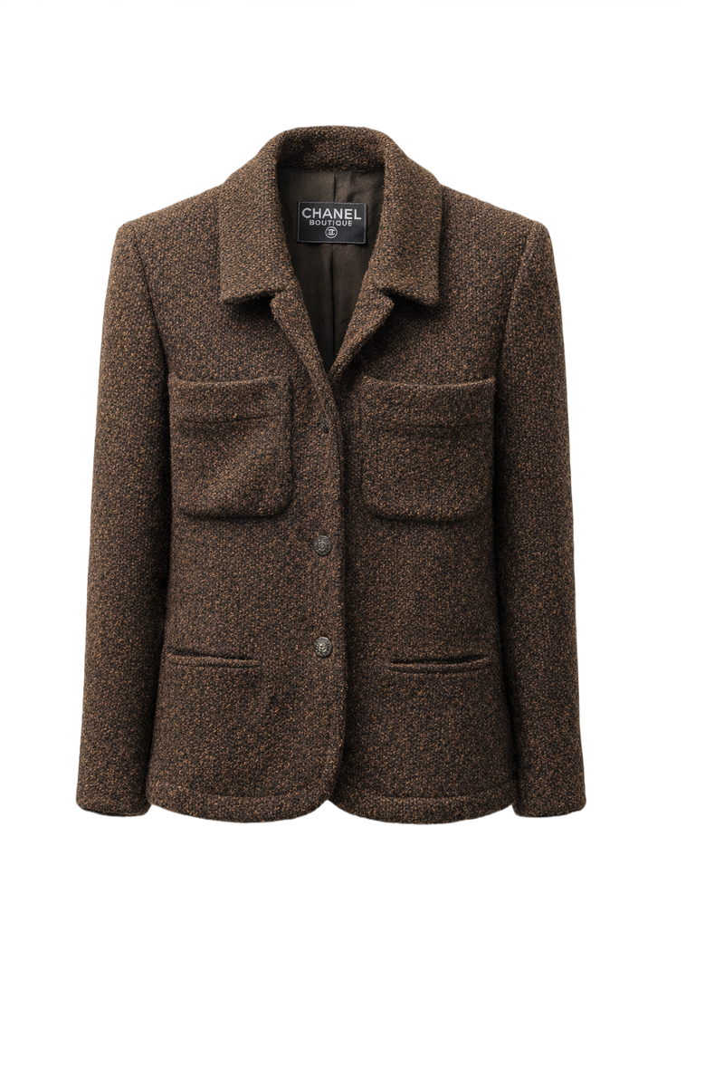 1980s Brown Wool Blazer - Front View