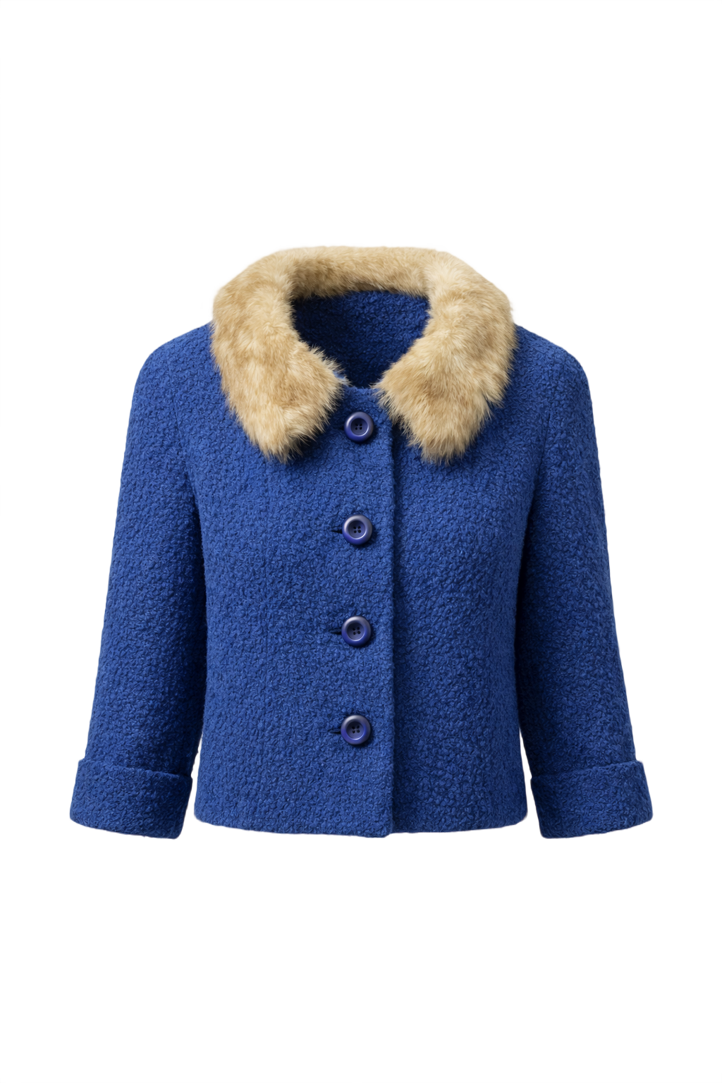 1960s Royal Blue Wool Blend Jacket - Front View
