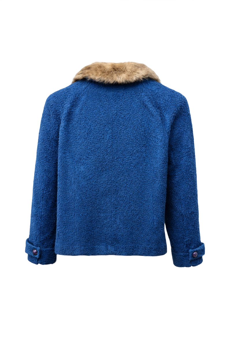 1960s Royal Blue Wool Blend Jacket - Back View