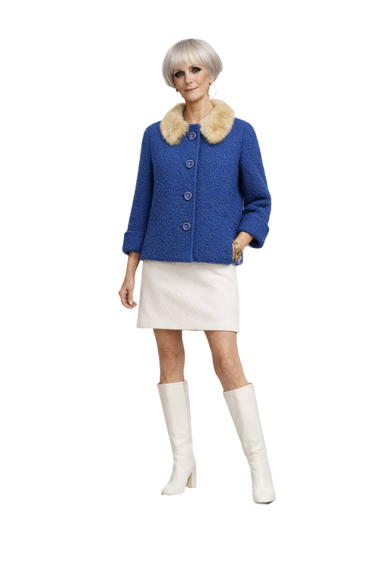 1960s Royal Blue Wool Blend Jacket - Model