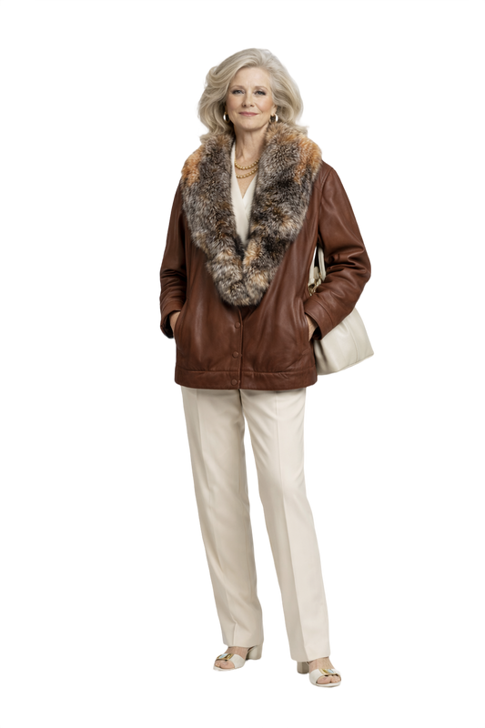 1970s Brown Leather Bomber Jacket - Model