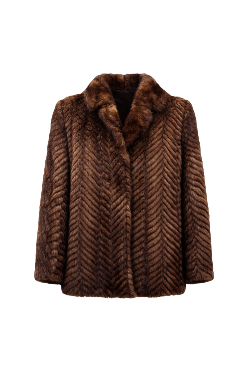 1980s Brown Fur Coat - Front View