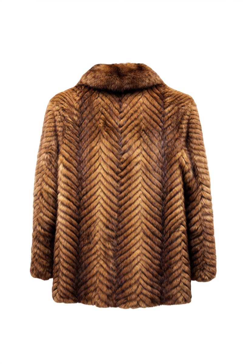 1980s Brown Fur Coat - Back View