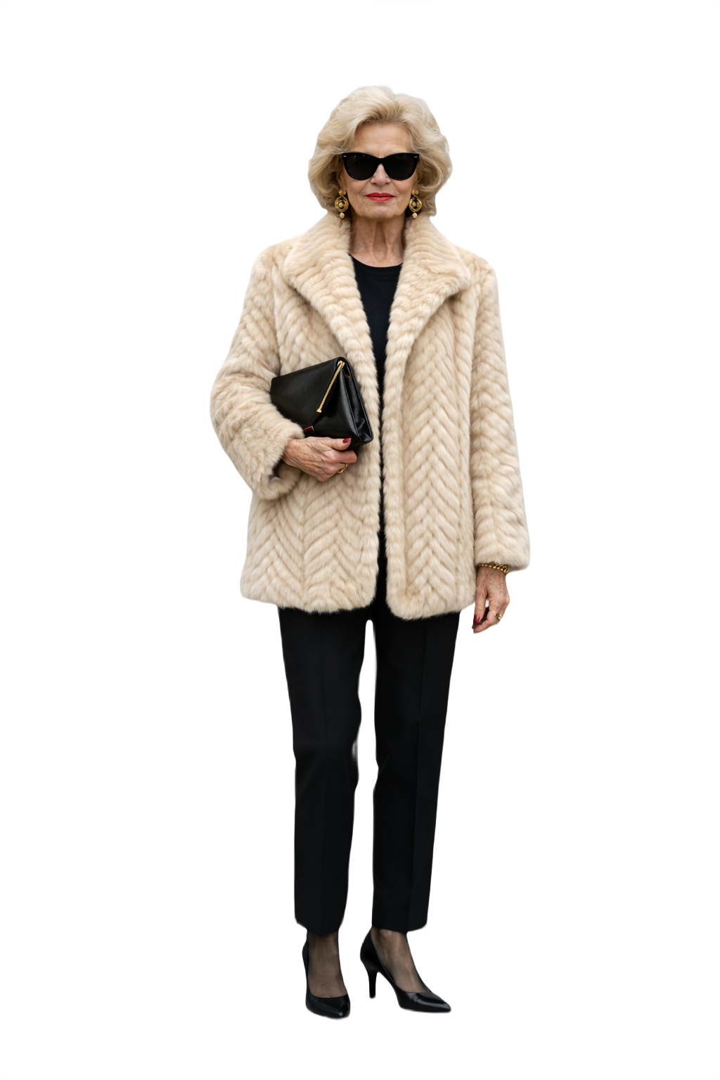 1980s Cream Fur Coat - Model