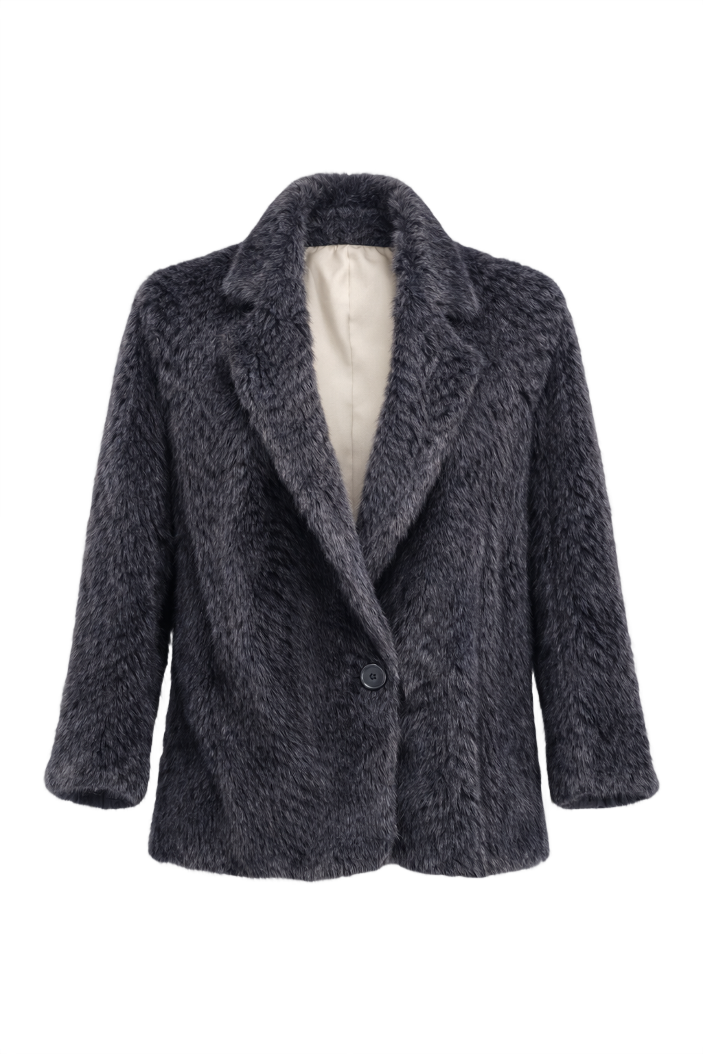 1960s Grey Faux Fur Jacket - Front View