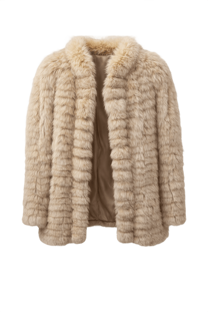 1980s Beige Fur Coat - Front View