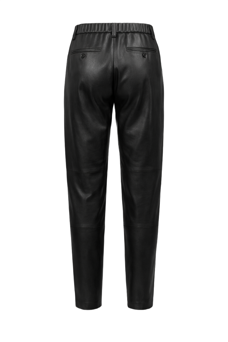 1990s Black Leather High-Waisted Pants - Back View