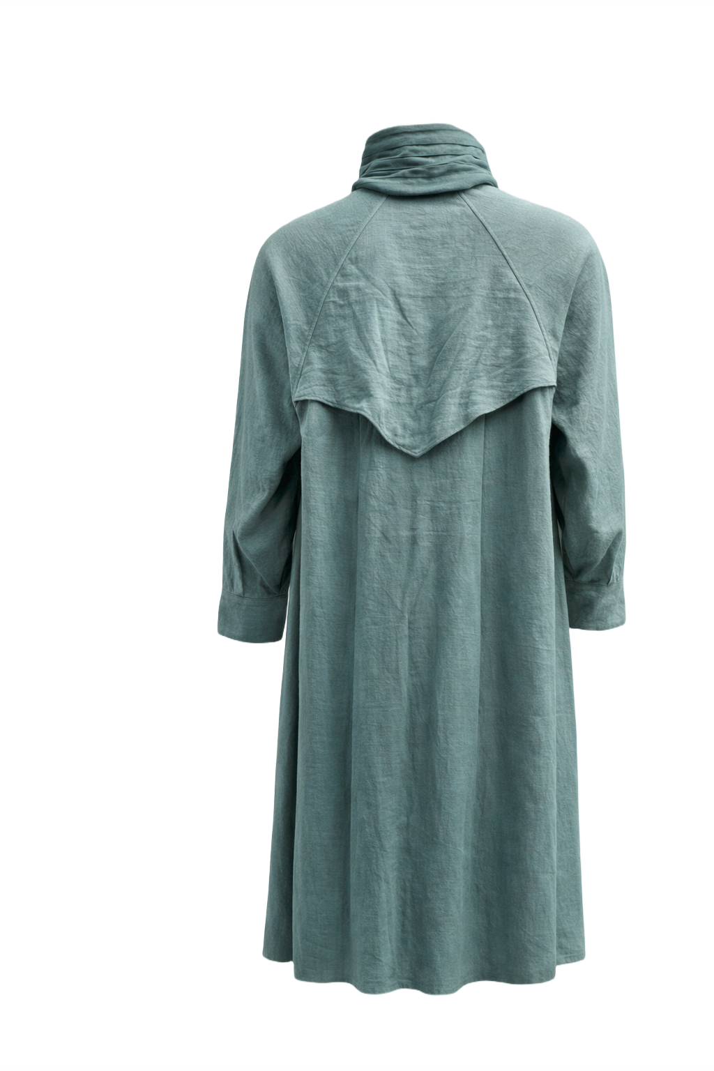 1980s Sage Green Cotton Blend Coat - Back View
