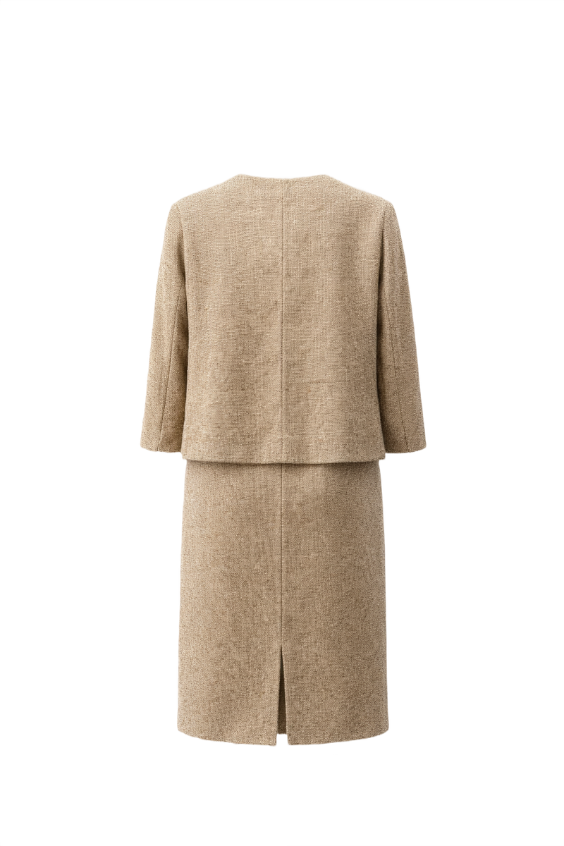 1960s Beige Wool Skirt Suit - Back View