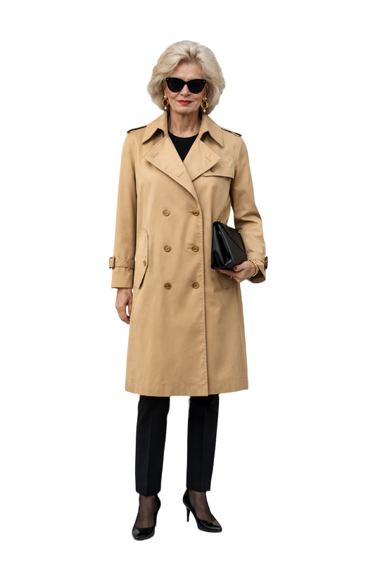 1980s Beige Cotton Trench Coat - Model