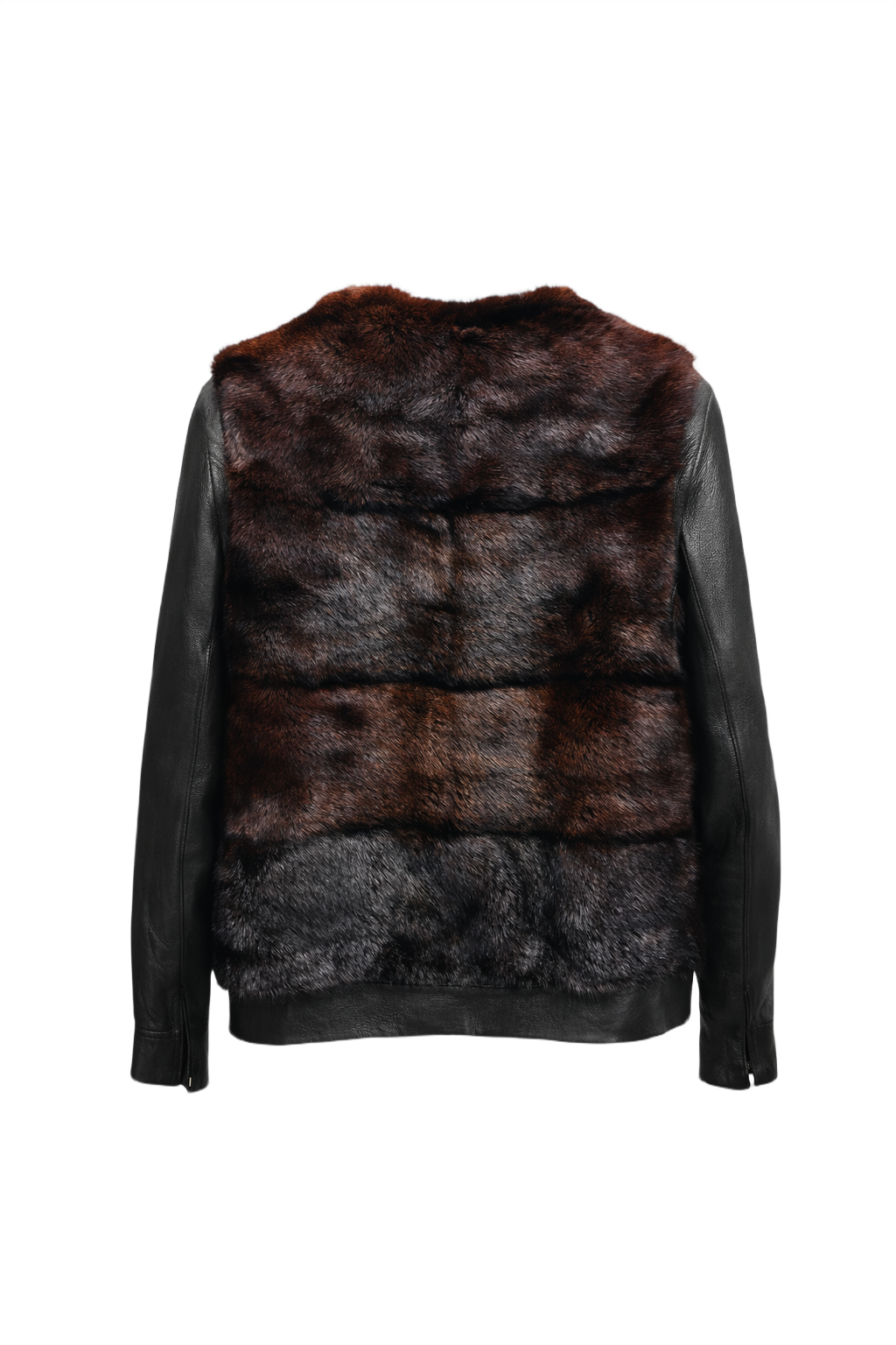 1990s Dark Brown Fur & Leather Jacket - Back View