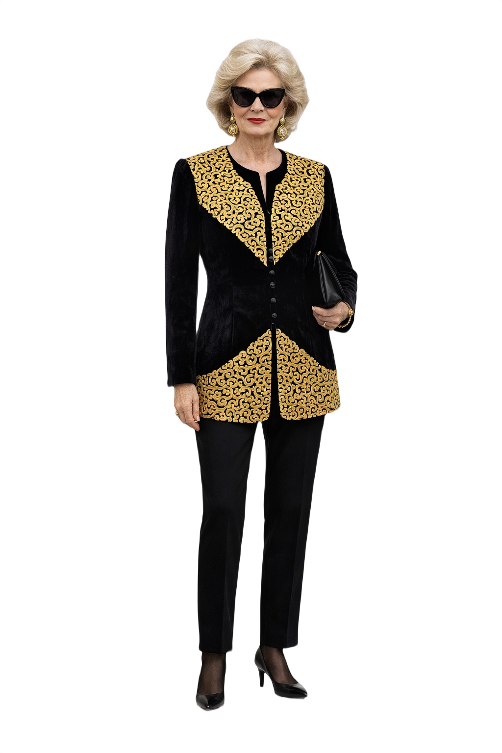 1980s Black Velvet Jacket - Model