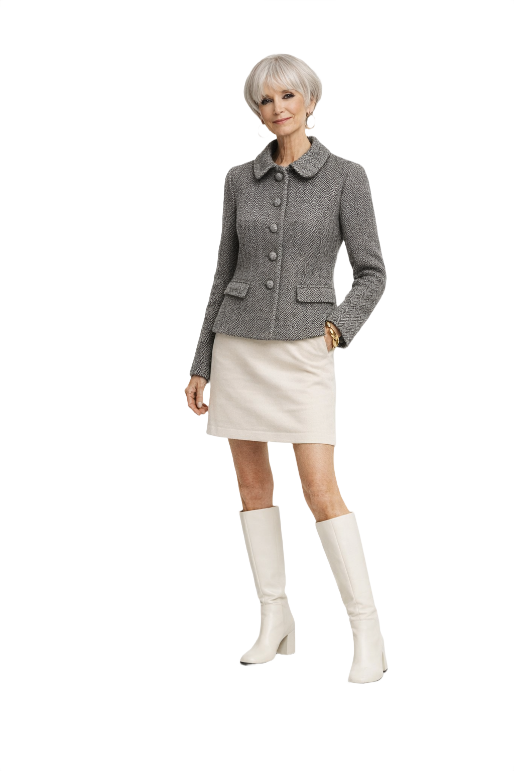 1960s Grey Wool Jacket - Model