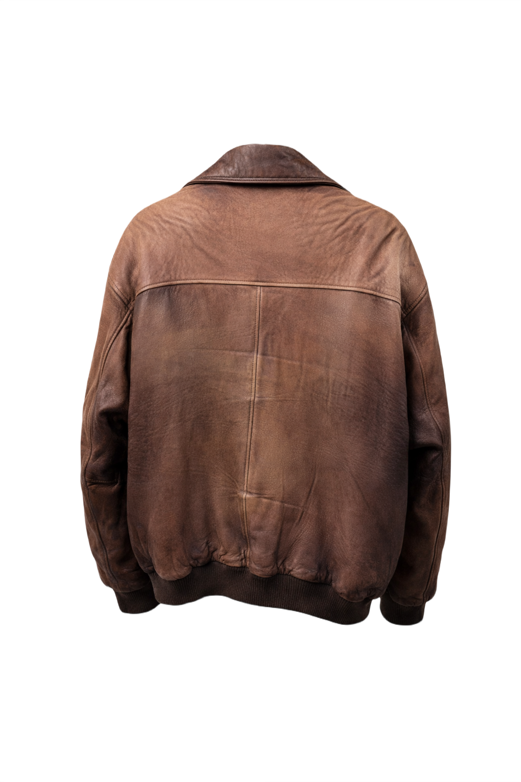 1990s Brown Leather Bomber Jacket - Back View