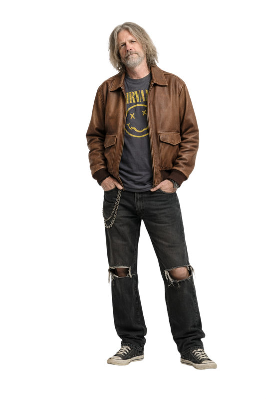 1990s Brown Leather Bomber Jacket - Model