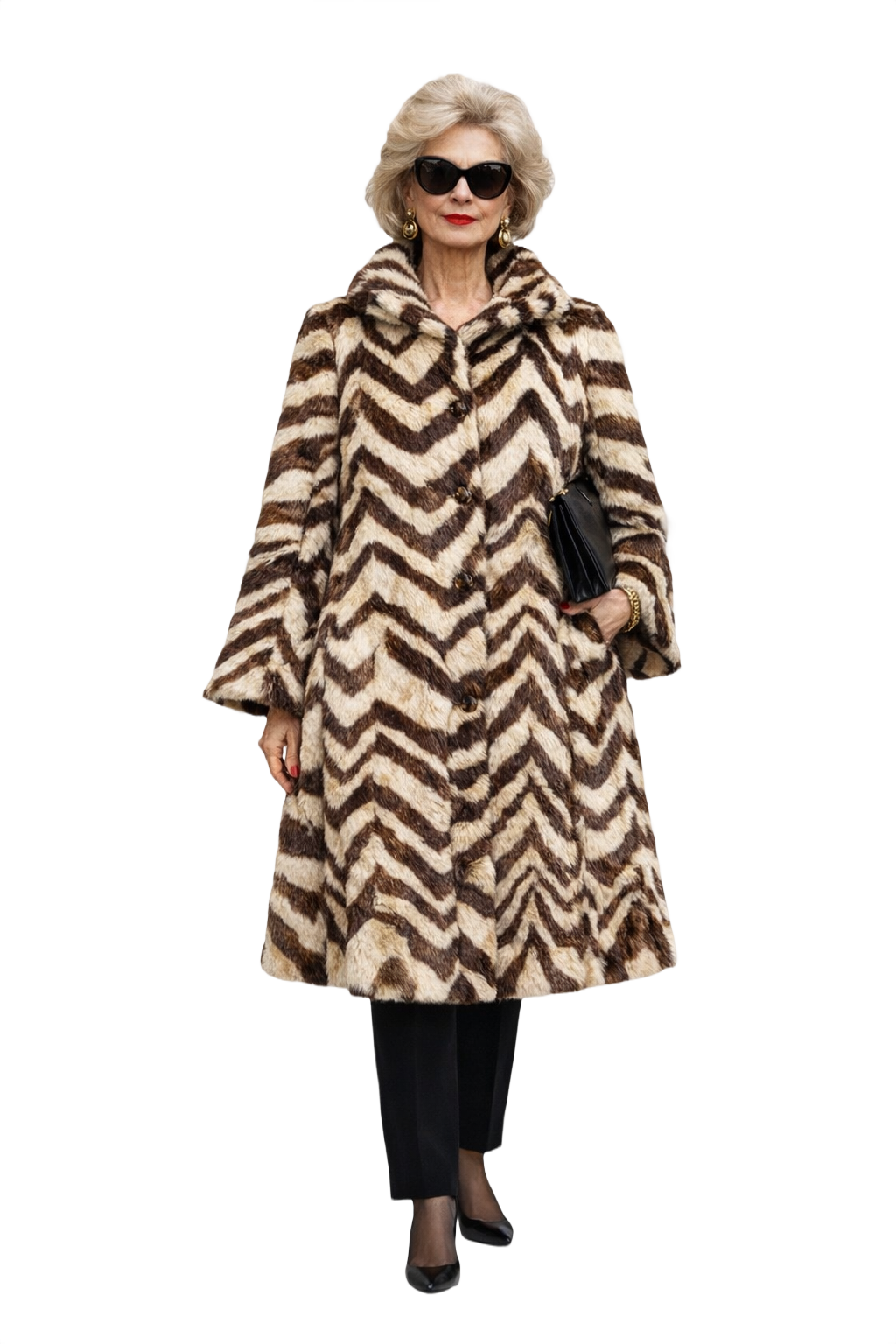 1980s Brown Faux Fur Fur Coat - Model
