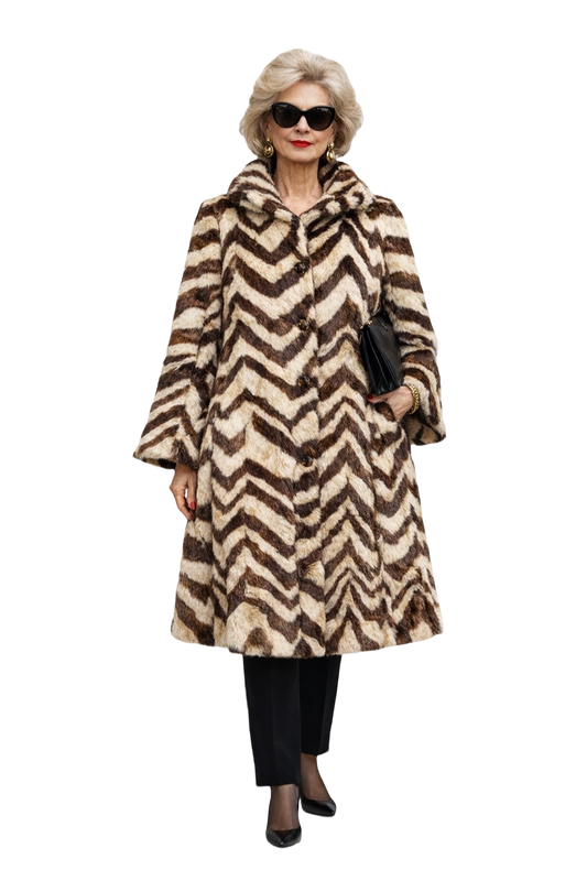 1980s Brown Faux Fur Fur Coat - Model