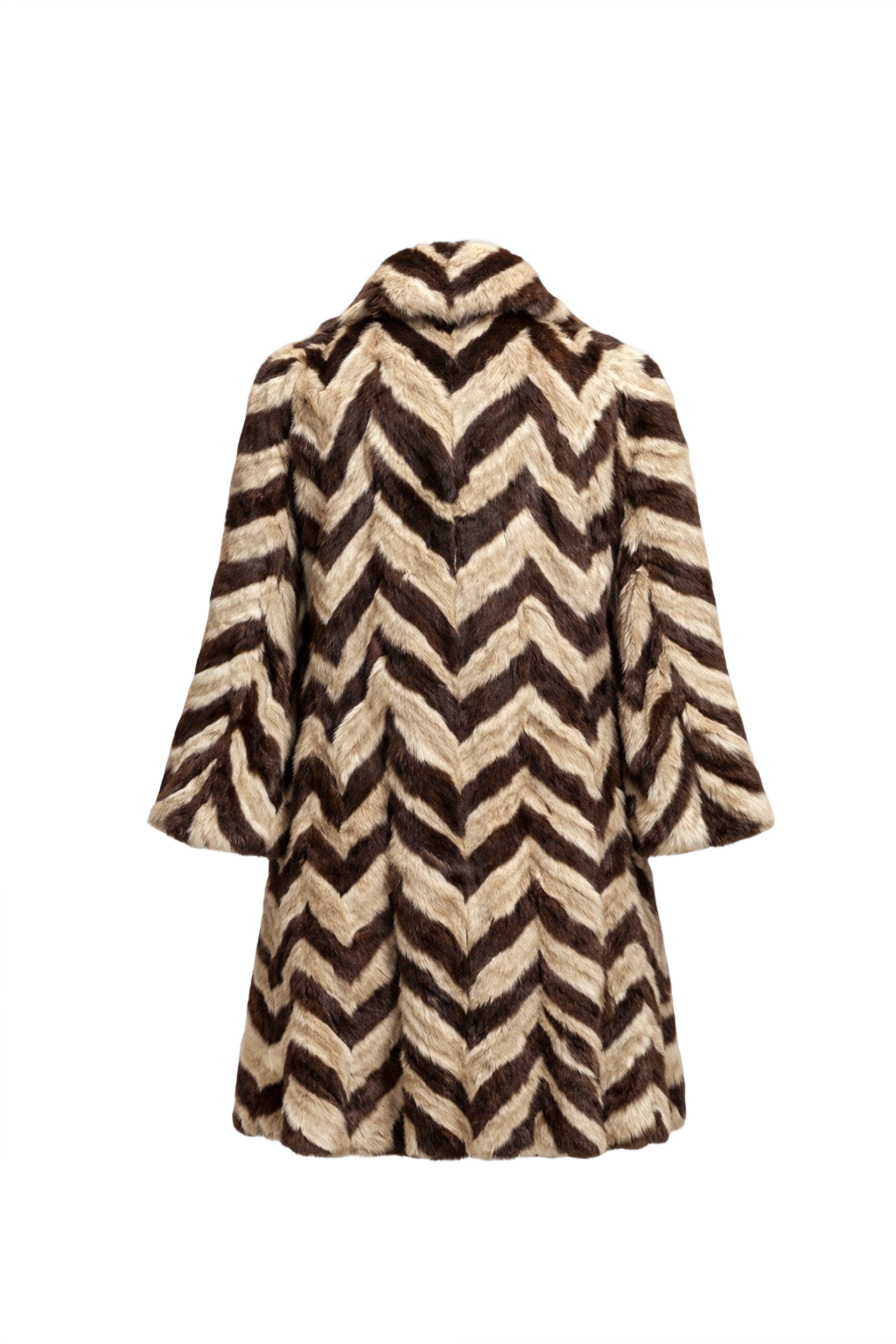 1980s Brown Faux Fur Fur Coat - Back View