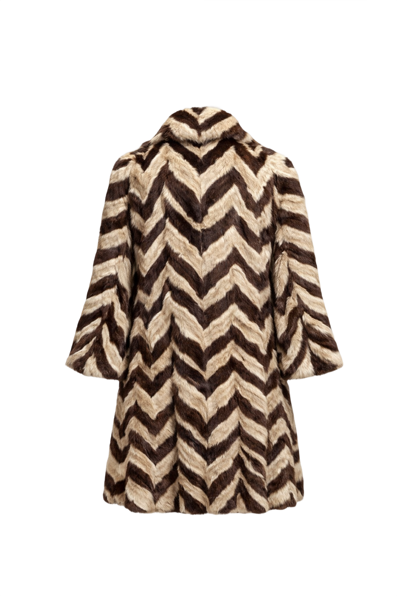 1980s Brown Faux Fur Fur Coat - Back View