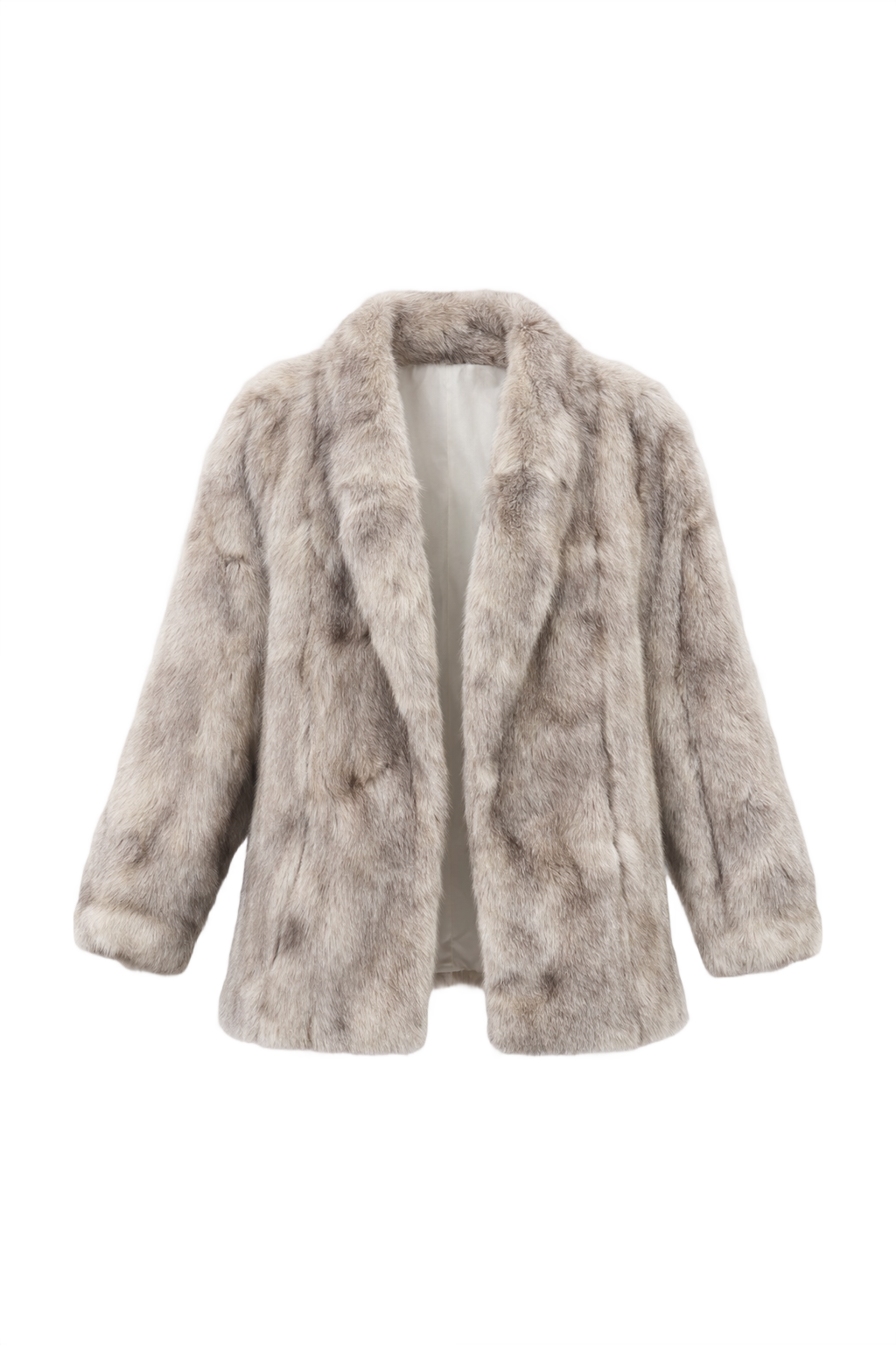 1980s Light Grey Fur Coat - Front View