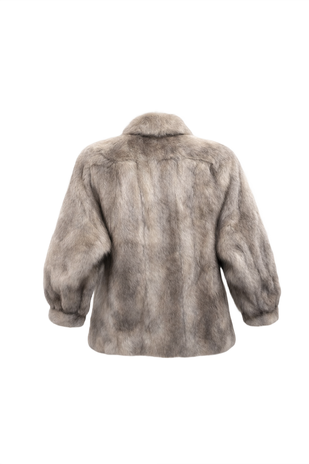 1980s Light Grey Fur Coat - Back View