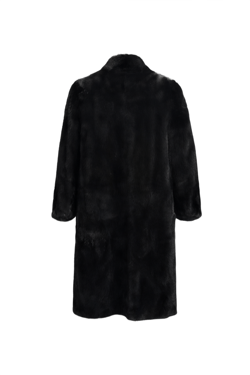 1980s Black Fur Coat - Back View