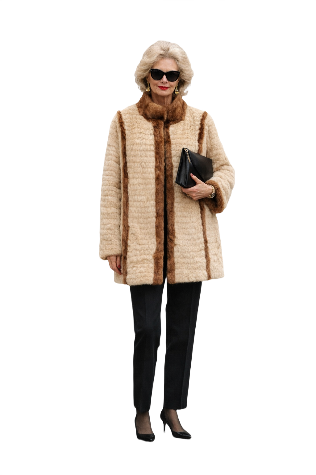 1980s Cream Faux Fur Fur Coat - Model