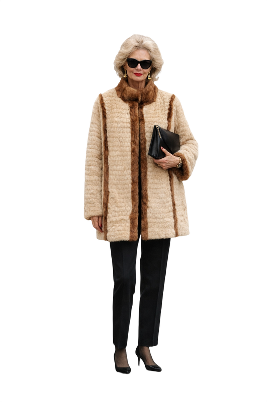 1980s Cream Faux Fur Fur Coat - Model