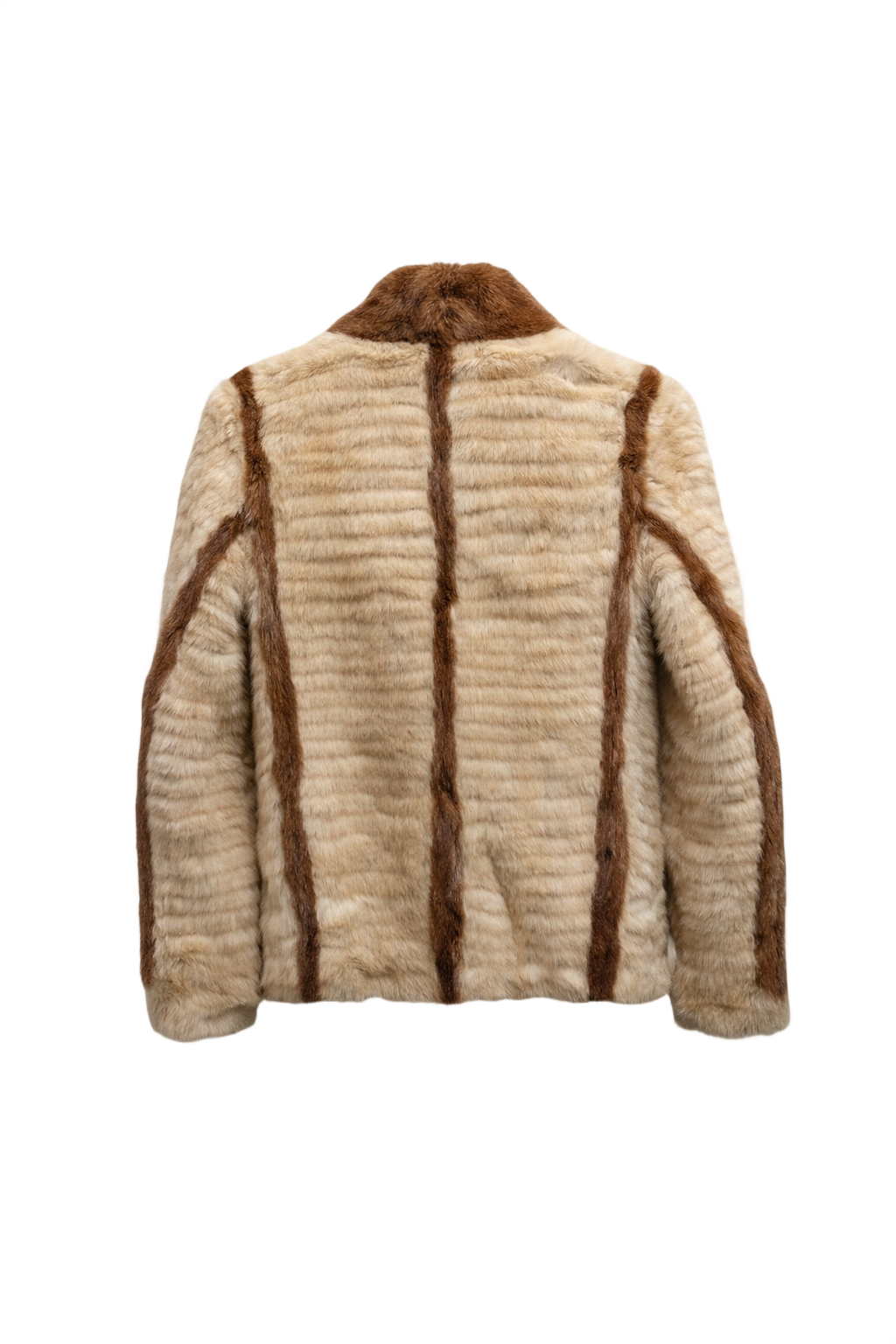 1980s Cream Faux Fur Fur Coat - Back View