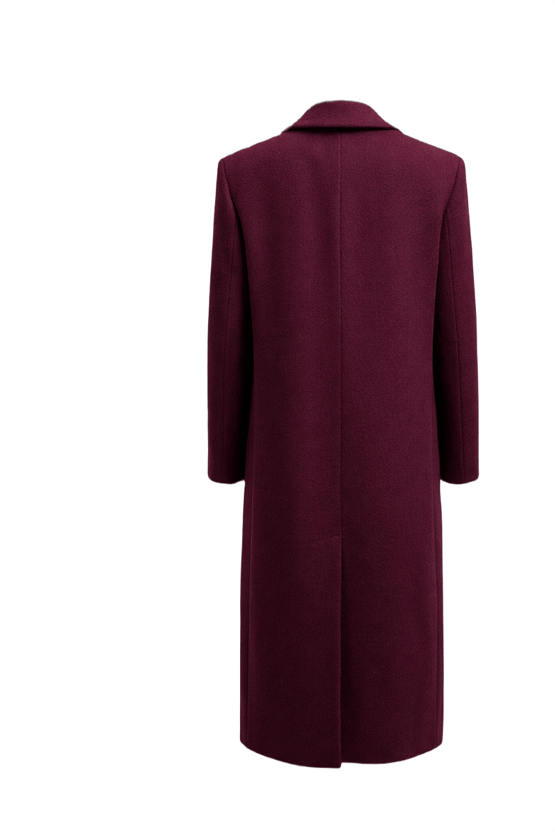 1990s Burgundy Wool Coat - Back View
