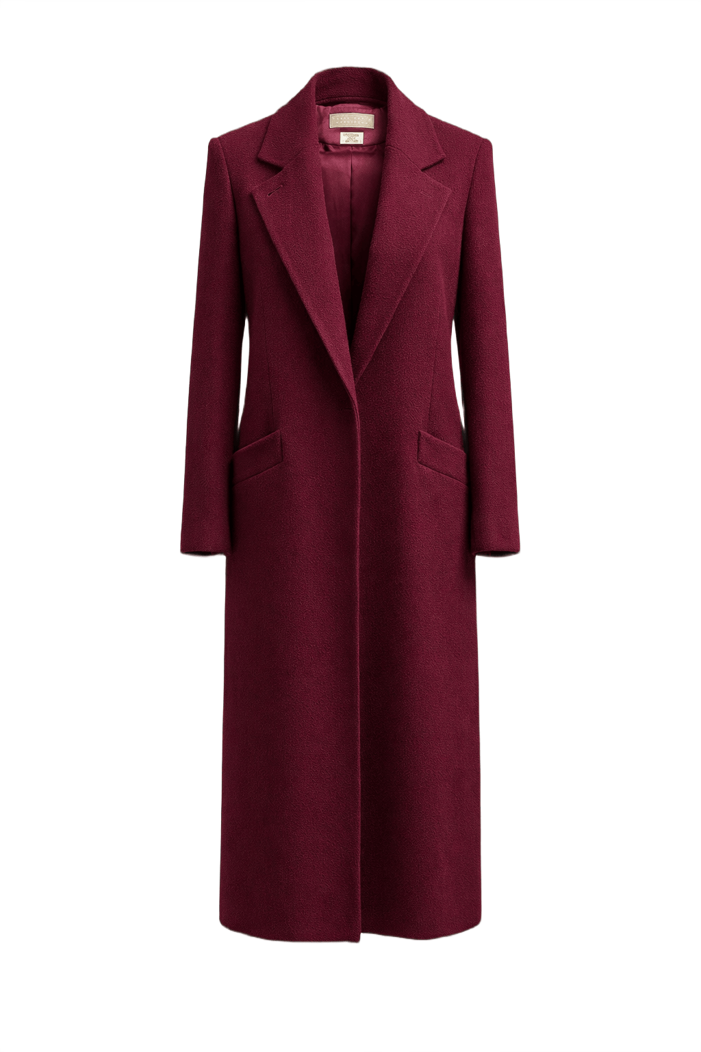 1990s Burgundy Wool Coat - Front View