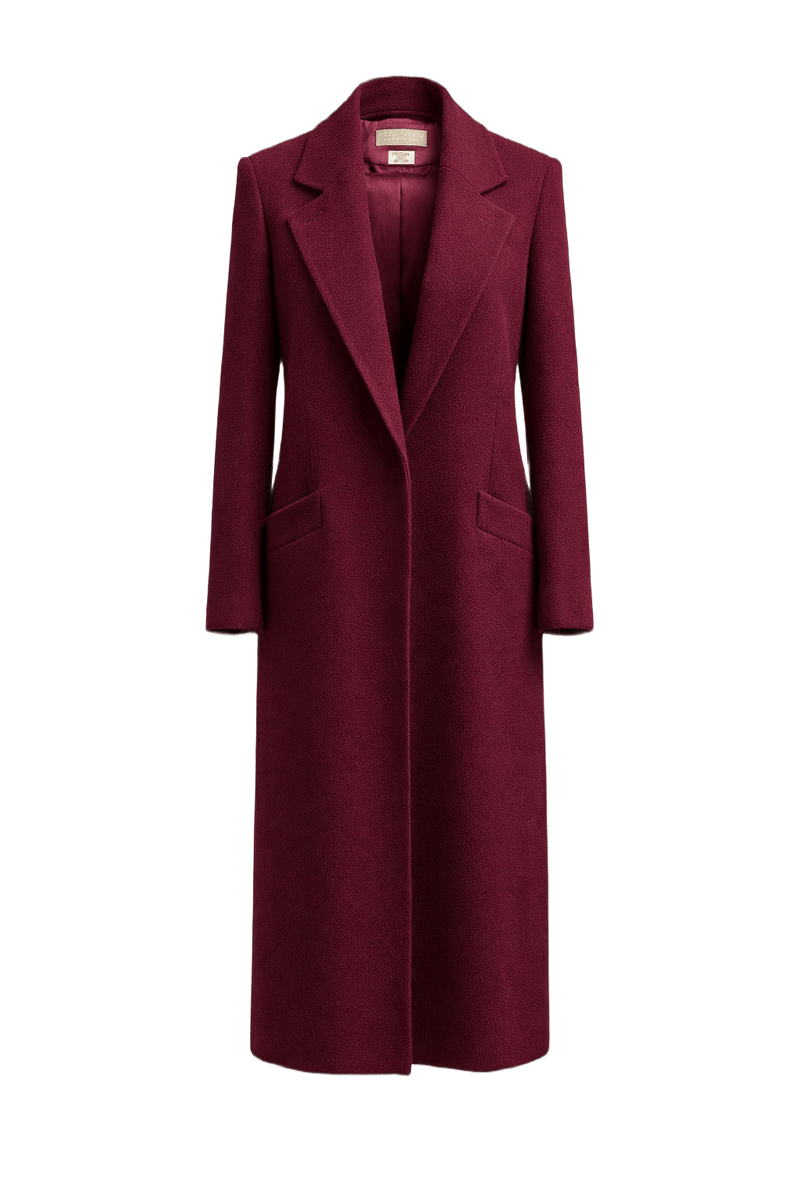 1990s Burgundy Wool Coat - Front View
